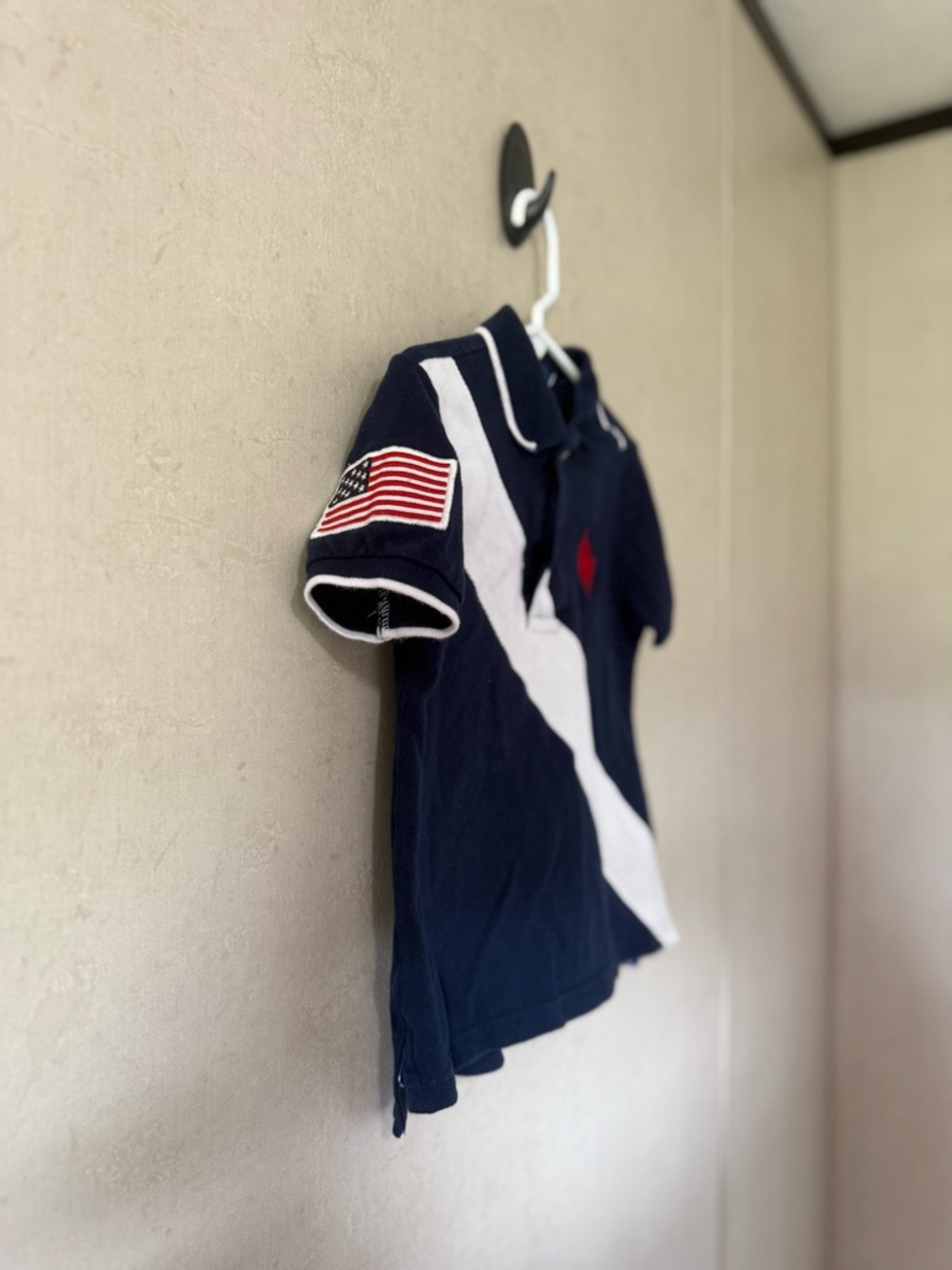 Polo Ralph Lauren Boys Mesh Big Pony Shirt Navy W/White Sash Shield Crest 4T - Picture 4 of 4